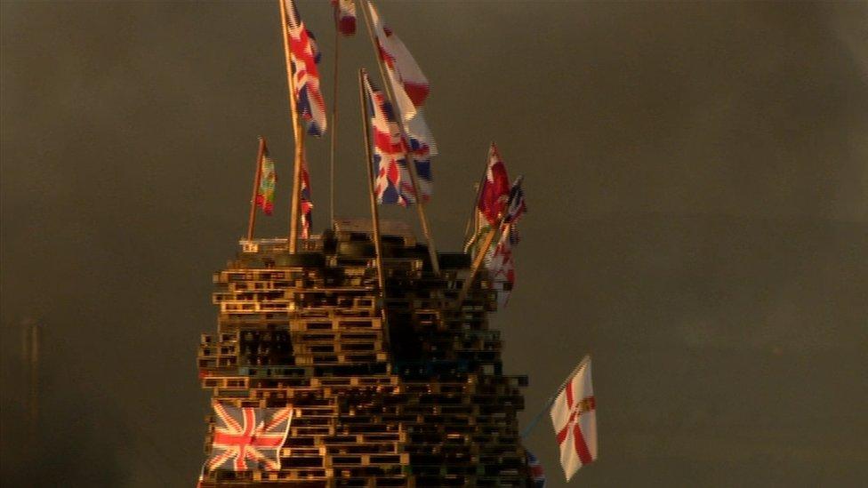 Flags were also burnt on a bonfire on the outskirts of the Creggan estate