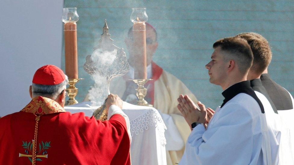 Clergy at the beatification ceremony of the Ulma family