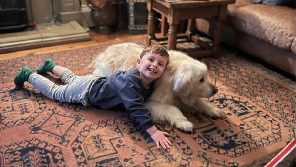 Egor with Maya the dog