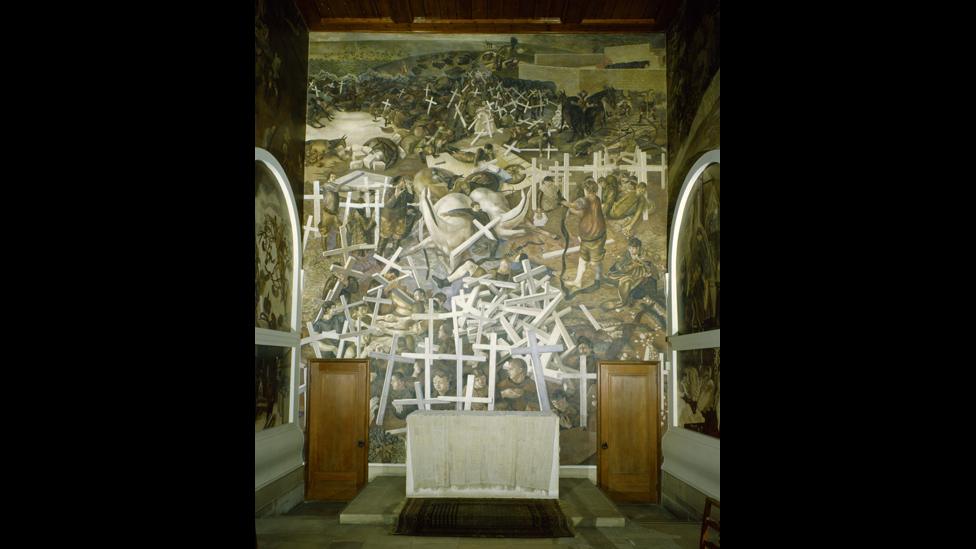 World War One murals at the chapel in Burghclere