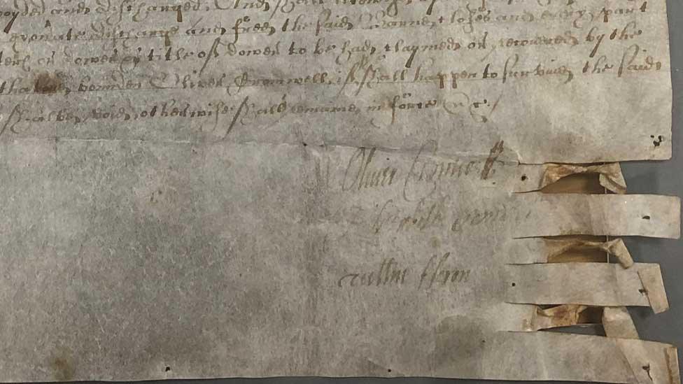 1627 deed signed by Oliver Cromwell