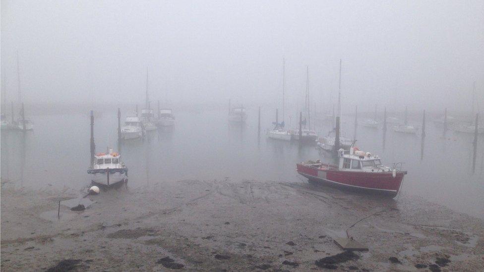 Boats in fog