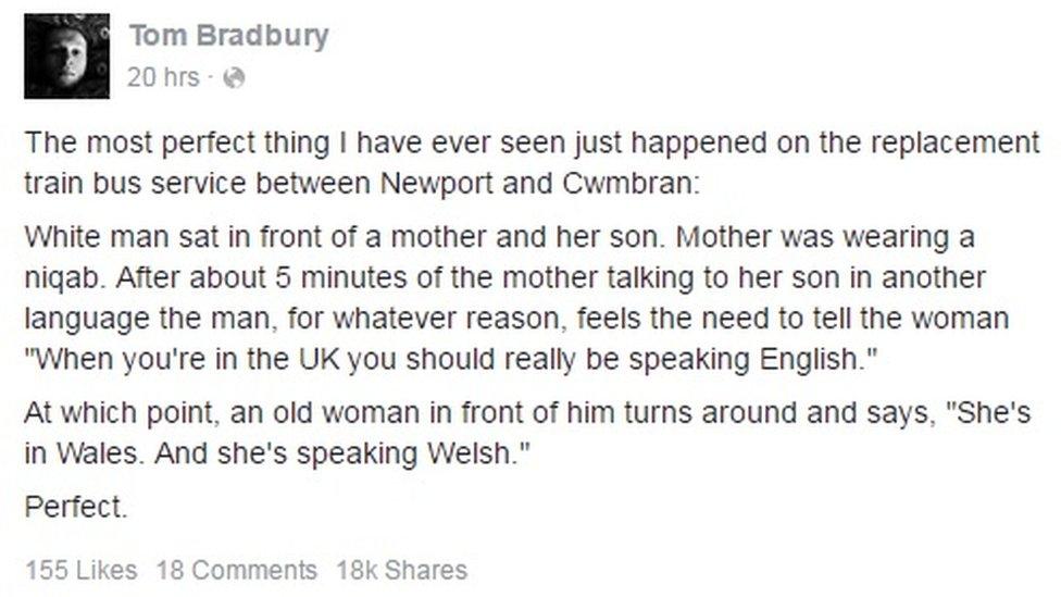 Tom Bradbury's Facebook post