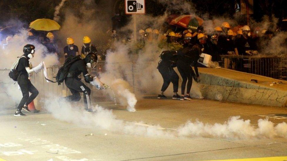 Demonstrators in Hong Kong