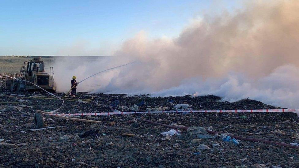 Smoke rising over Milton recycling centre