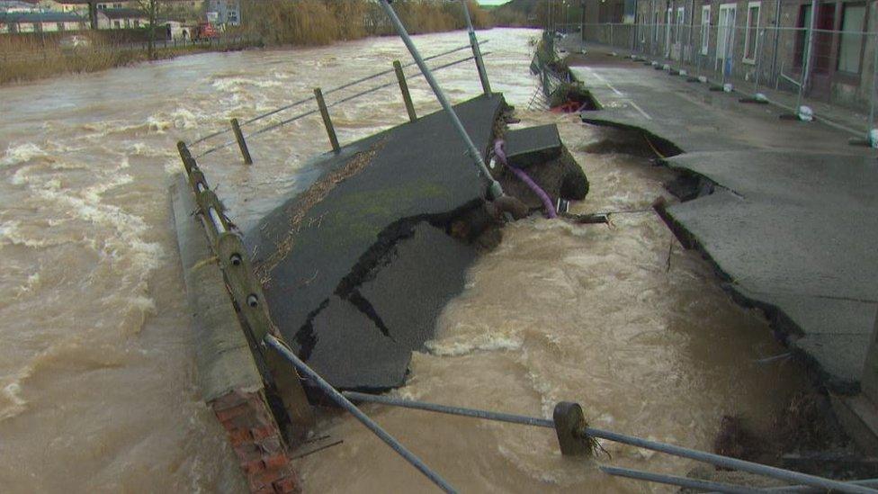 Flood damage in Hawick