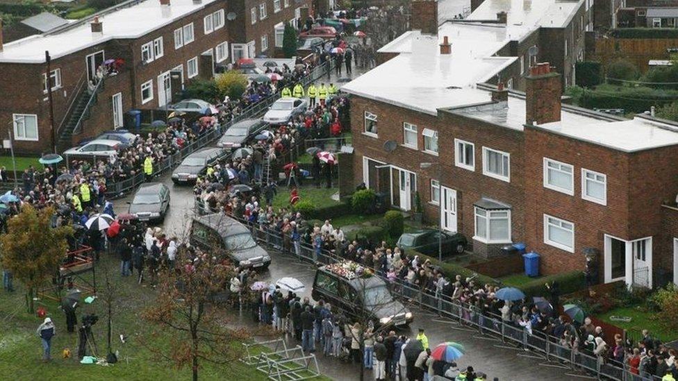 Well-wishers line the streets as George Best's funeral cortege leaves the Cregagh estate in east Belfast, Saturday December 3, 2005