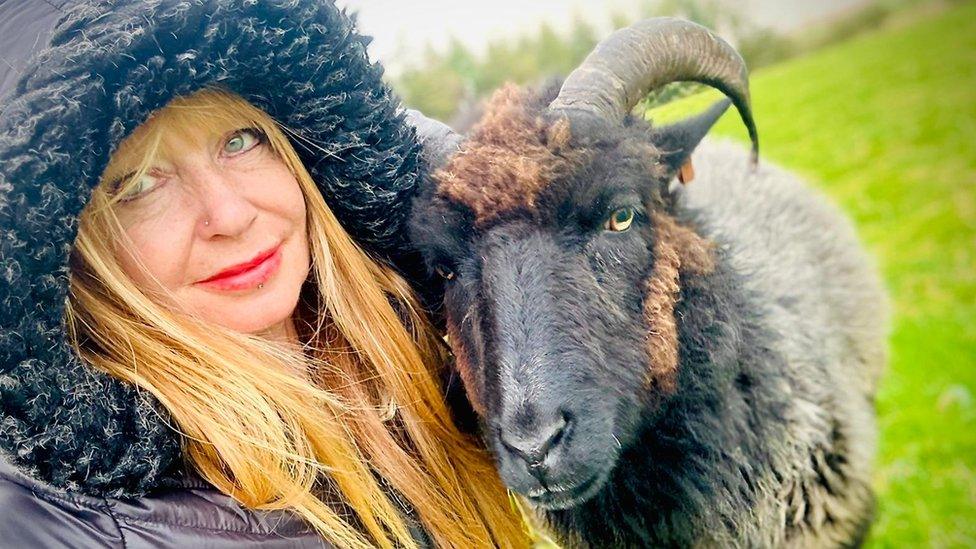 Sharon Lawlor with sheep