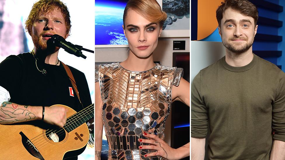 Ed Sheeran, Cara Delevingne, Daniel Radcliffe