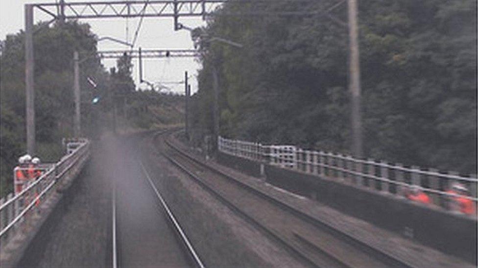 workers on both side of the tracks