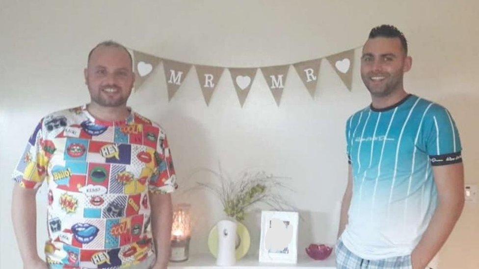 Matthew Moore and Anthony Kearney at their stag do