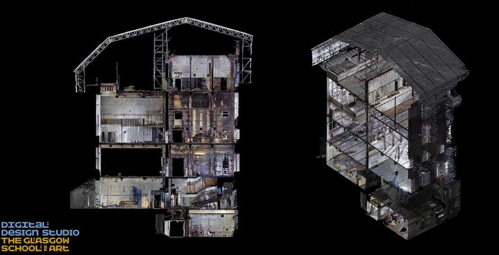 3D image of fire-damaged Mackintosh building