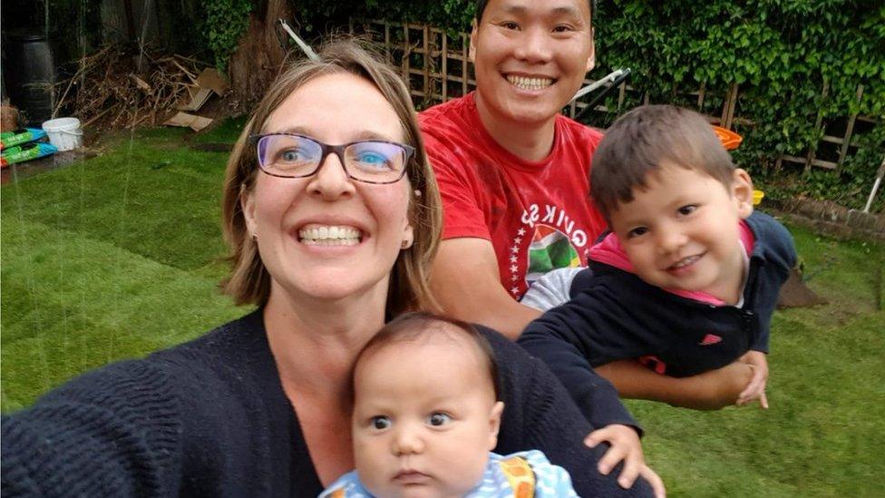 Catherine & Vincent Wong with baby Oliver & Xavier