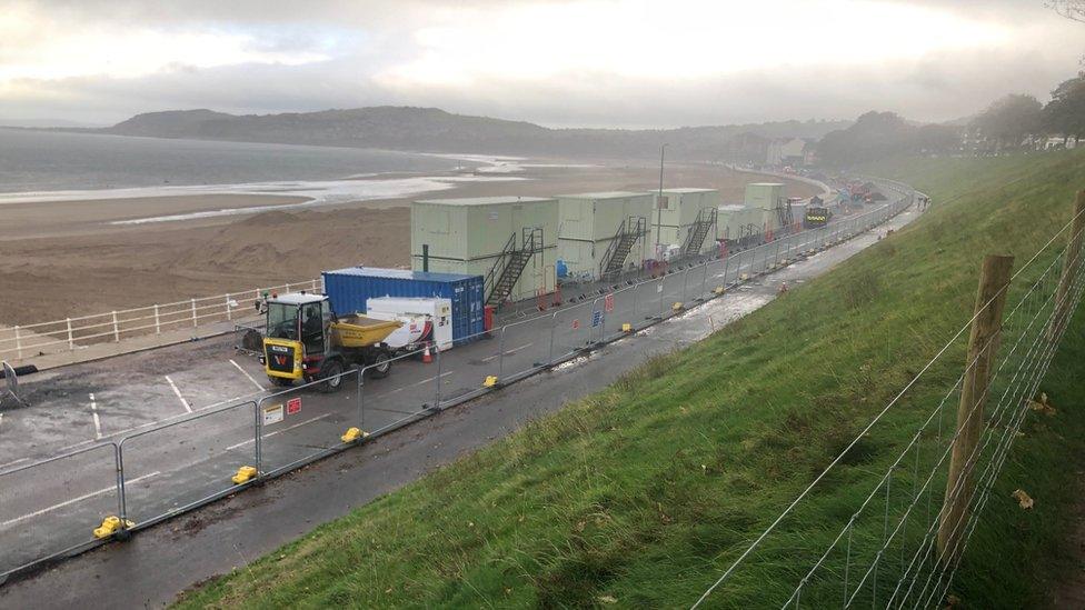 Barriers are in place on part of promenade