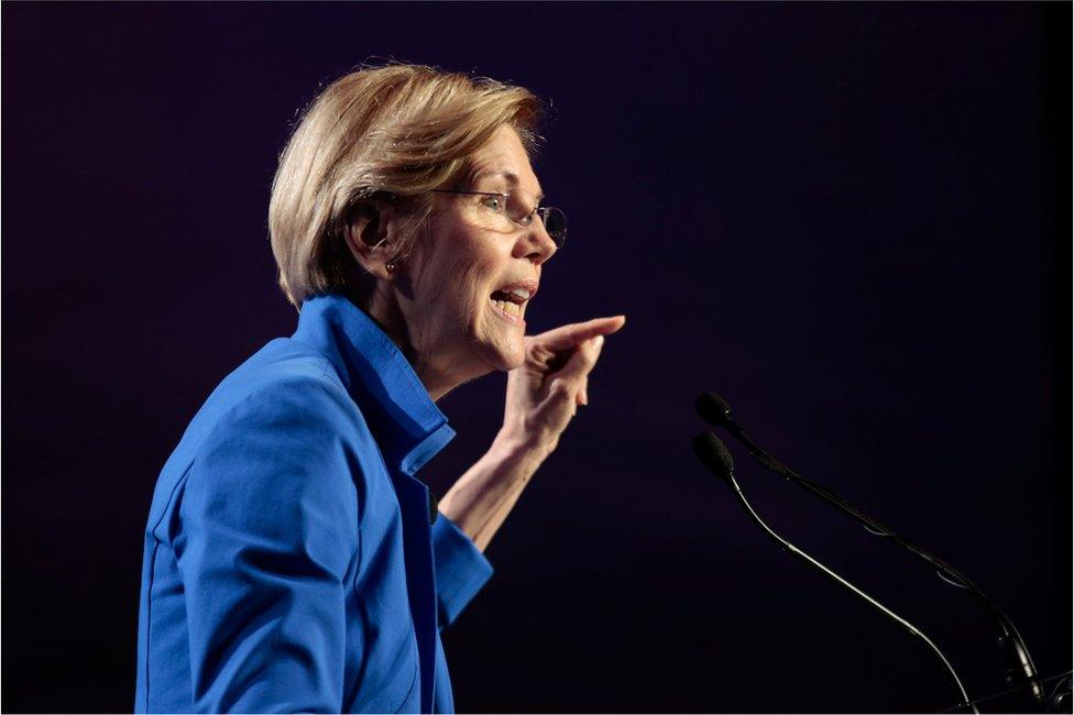 Senator Elizabeth Warren at a meeting in Atlanta, Georgia, 12 August