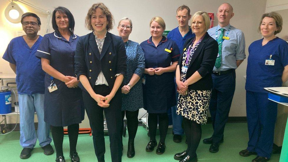 Victoria Atkins with staff at Louth Hospital