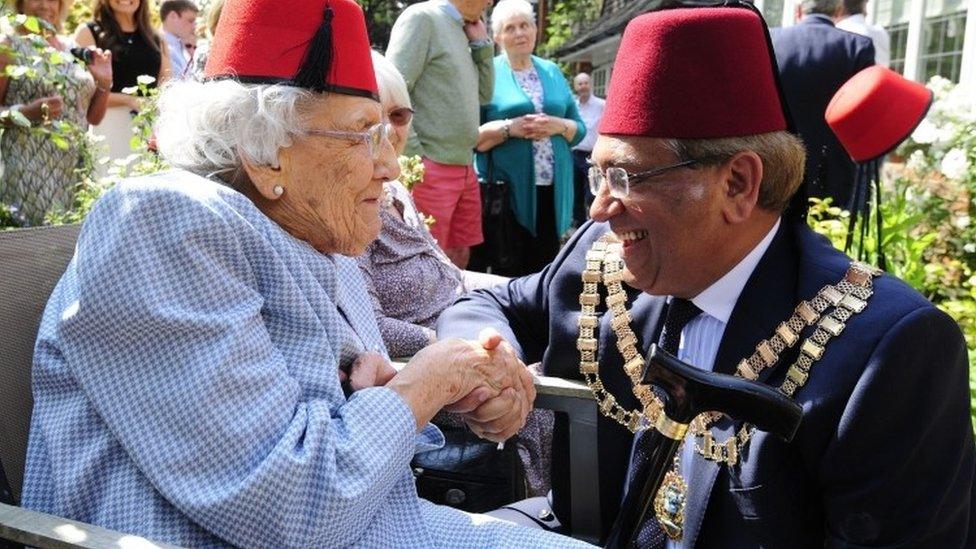 Mayor of Hounslow Councillor Nisar Malik (right) with Joan Rhoads, who was born in the same road