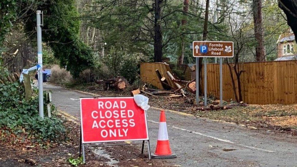 Road closure at Formby