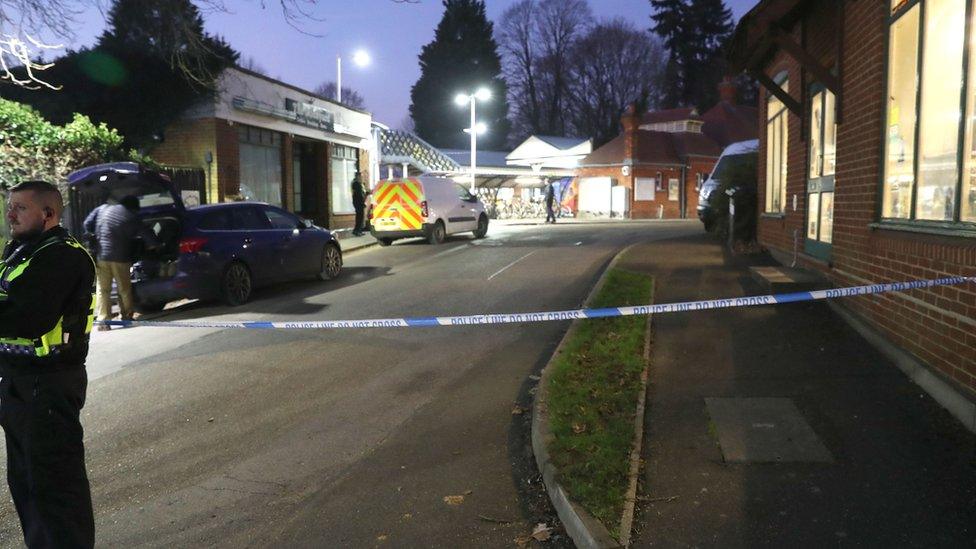 The scene at Horsley station near Guildford