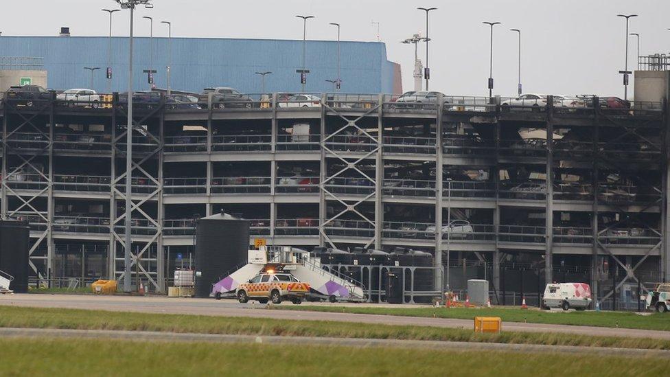 Terminal 2 Luton airport carpark after fire