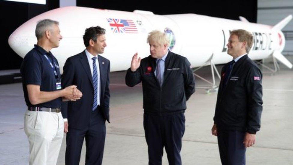 Grant Shapps and Boris Johnson at Spaceport Cornwall