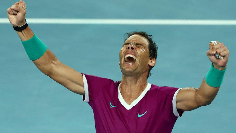 Rafael Nadal celebrates Australian Open win