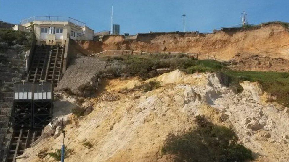 East Cliff lift following the landslip