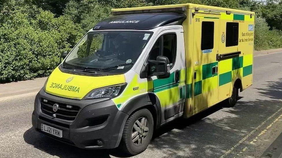 An ambulance on the road