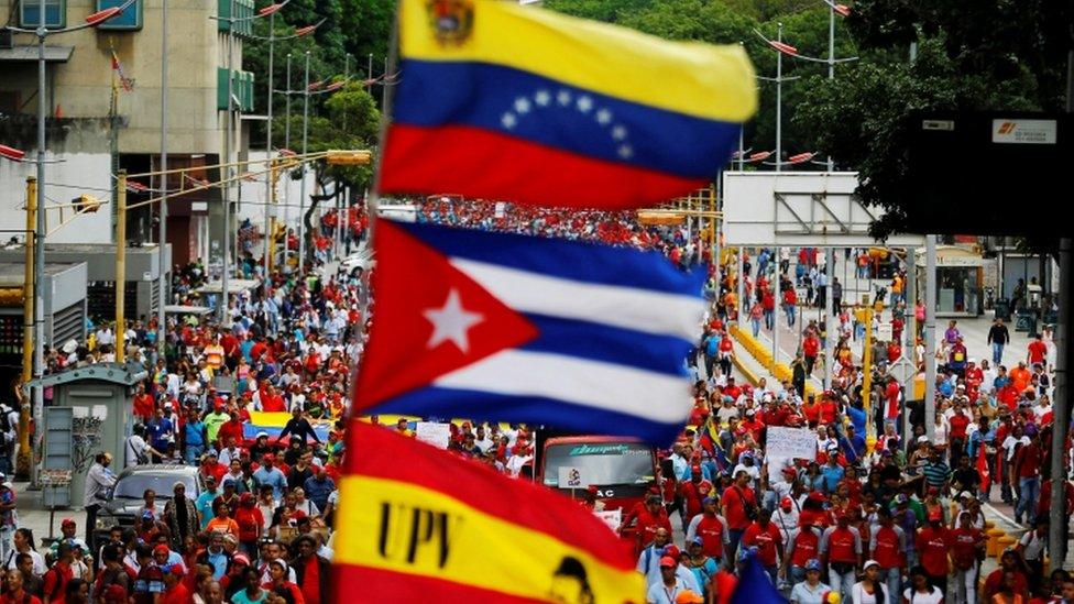 A rally in support of the government's food distribution programs in Caracas. June 8 2016