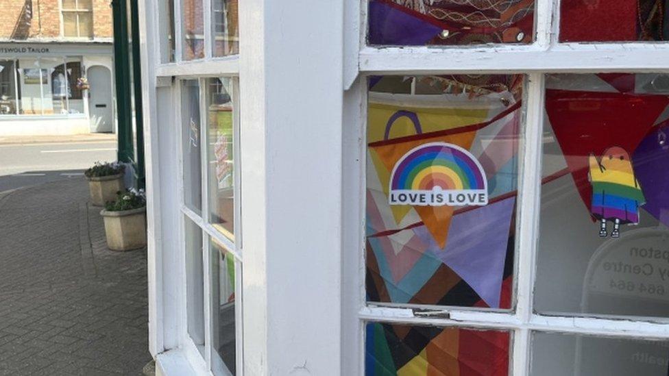 Rainbow display at a shop