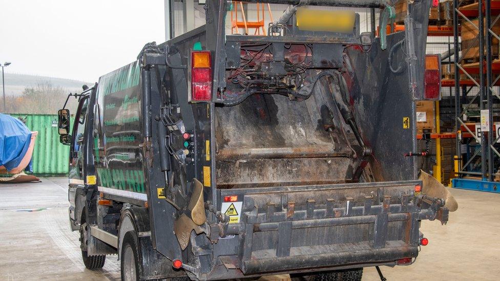 The bin lorry at HSE's laboratory