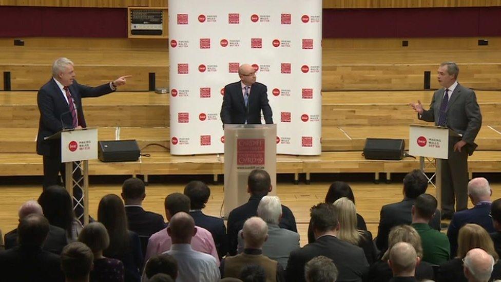 Carwyn Jones and Nigel Farage with Adrian Masters