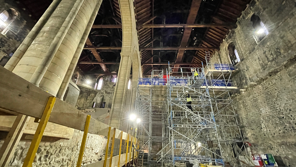 The under construction Keep at Norwich Castle