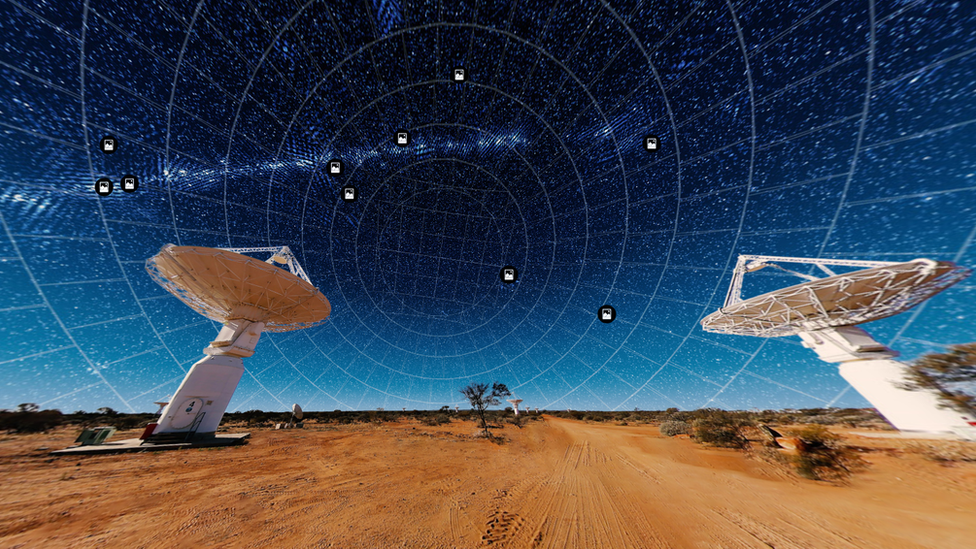 Some of the telescope antennas in the Western Australia desert