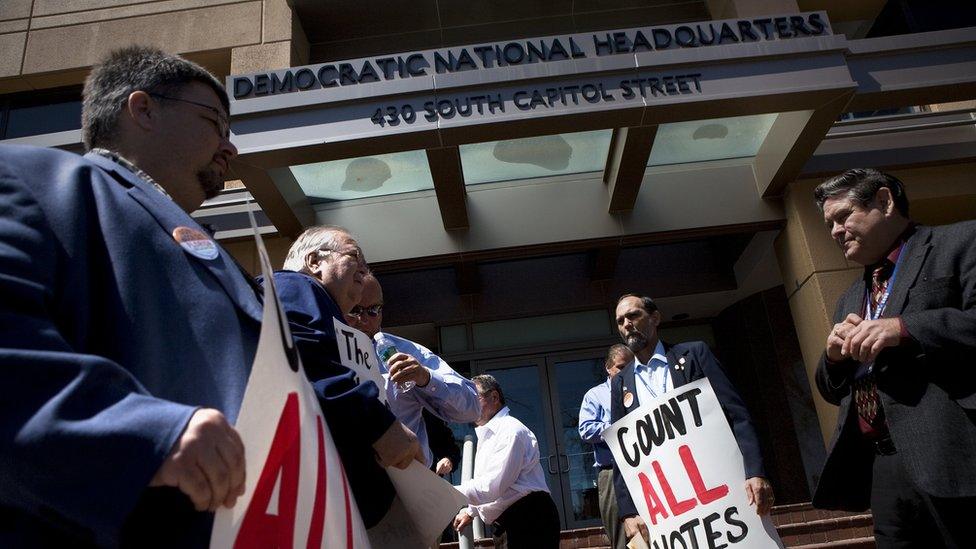 Protestors outside DNC