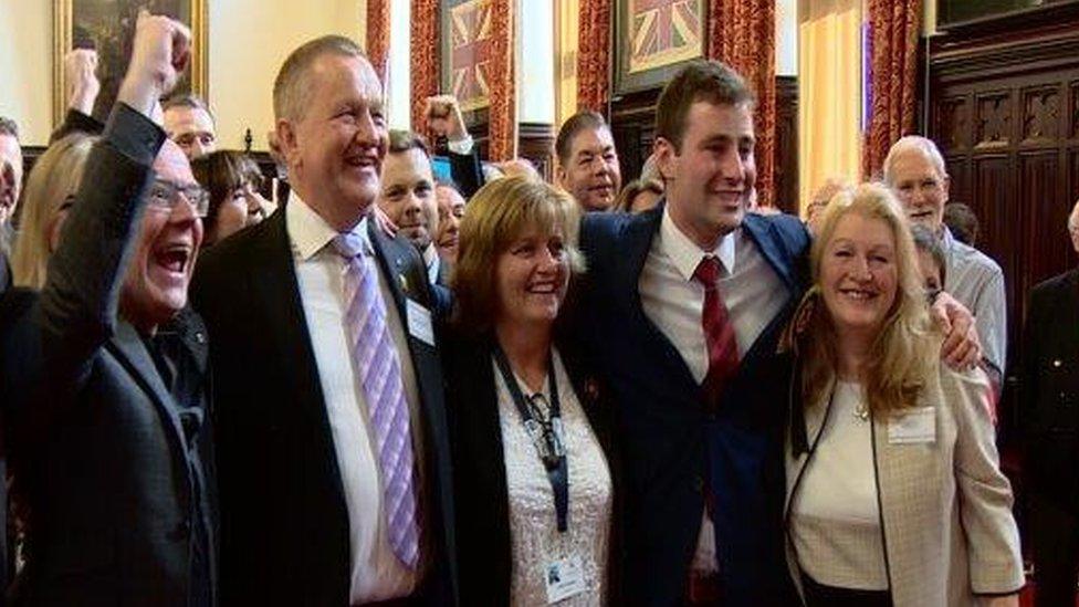 Alex Nicoll (second left) and Michael Hutchison (second right)