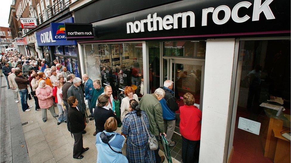 People outside the bank