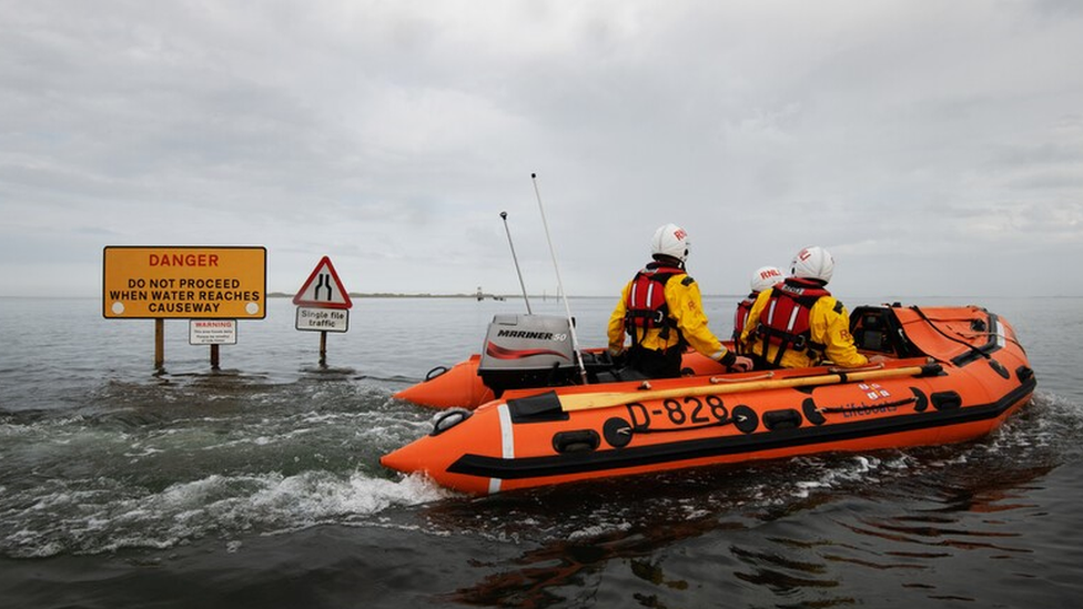 Lifeboat on the Holy Island Causeway