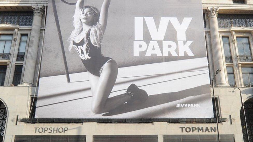 Ivy Park banner outside Topshop store