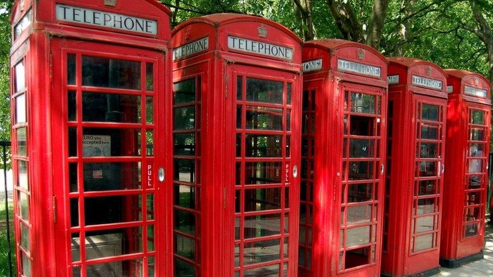 red telephone boxes