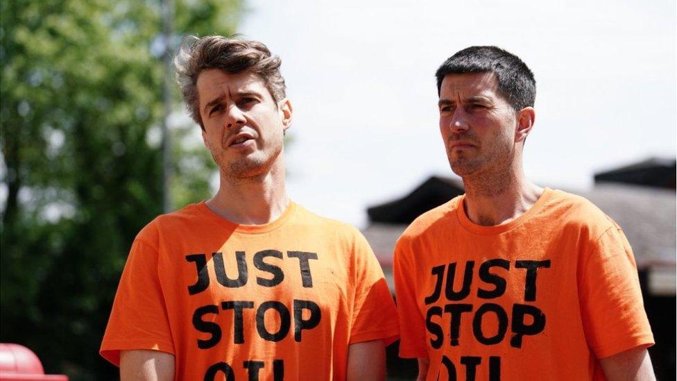 Protesters outside court