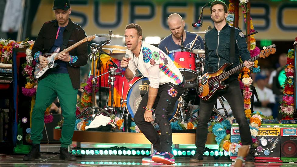 Coldplay perform at the Super Bowl