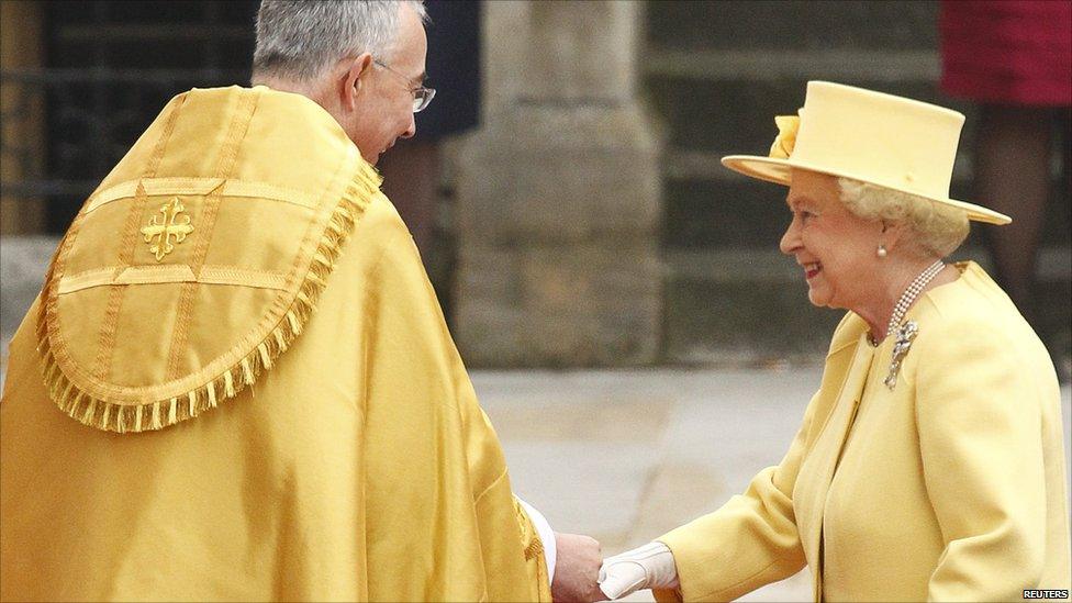 The Queen arrives at Westminster Abbey