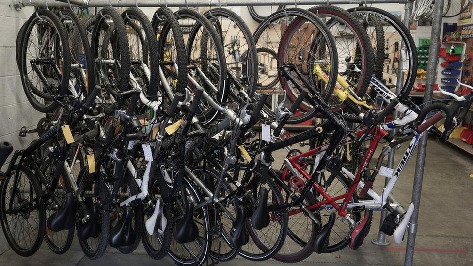 Bikes on a rack at the charity