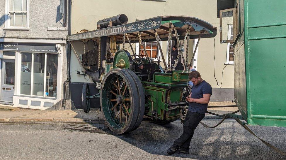 Steam engine crashed into a house