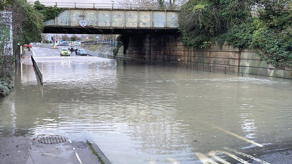 Water covering a road