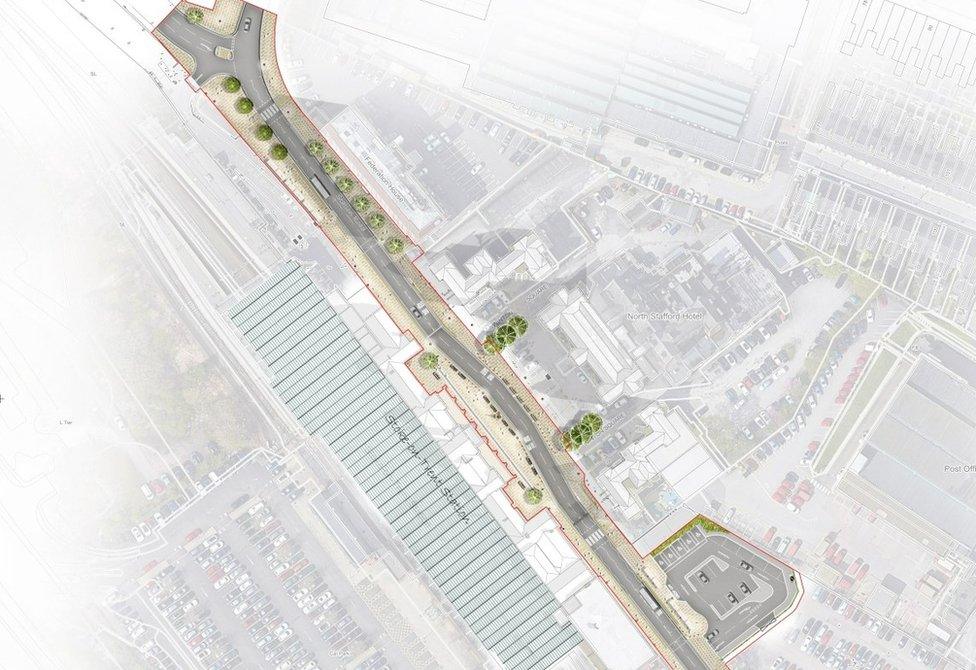 A masterplan of proposals for Station Road submitted as part of a planning application