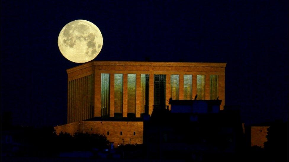 The Moon is a flower moon because of the time of year - it is appearing in spring, the time when flowers start to bloom. This amazing photo shows the flower moon over the Anitkabir, in Ankara, Turkey.