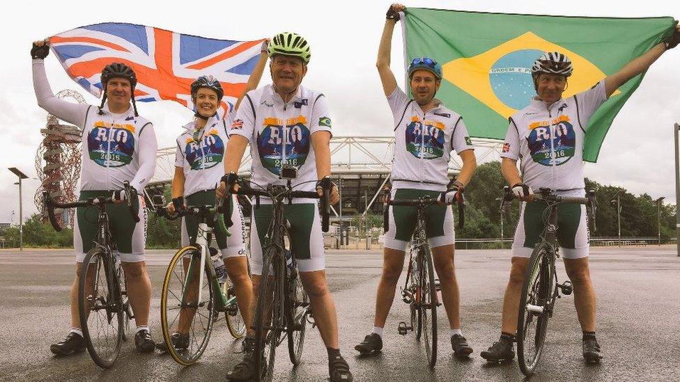 Mike Tomlinson (centre) with supporters at Queen Elizabeth Olympic Park