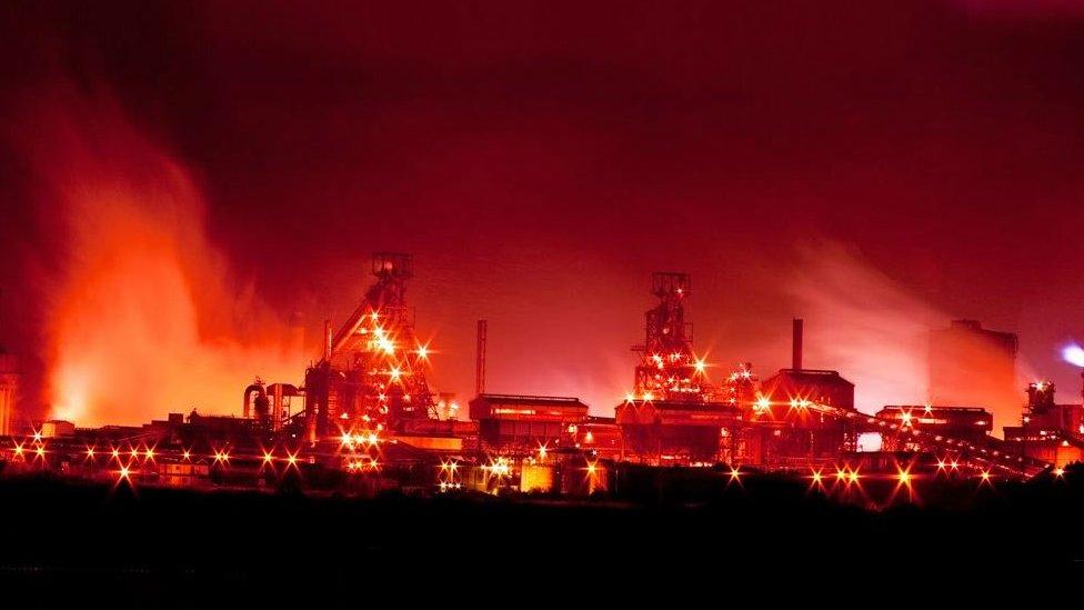 Port Talbot steelworks at night